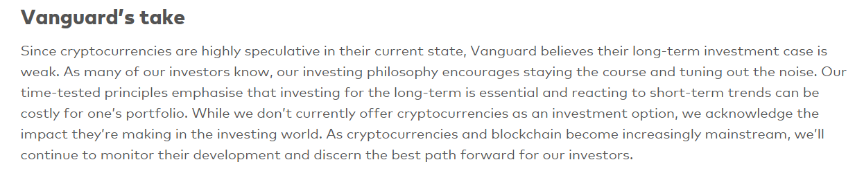Los más de 50 millones de clientes de Vanguard pronto tendrán acceso a ETFs de criptomonedas