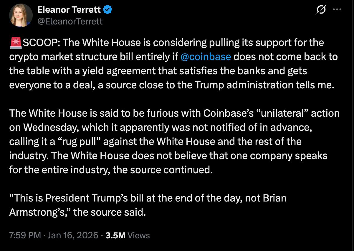 Analista: El estancamiento de la Ley CLARITY es positivo para la industria cripto Coinbase, Brian Armstrong, Estados Unidos