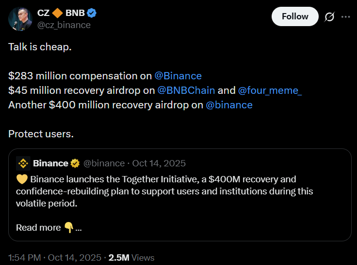 Changpeng Zhao rechazó las acusaciones sobre que Binance empeoró la caída del mercado de criptomonedas en octubre Changpeng Zhao, Exchange de Criptomonedas, Binance