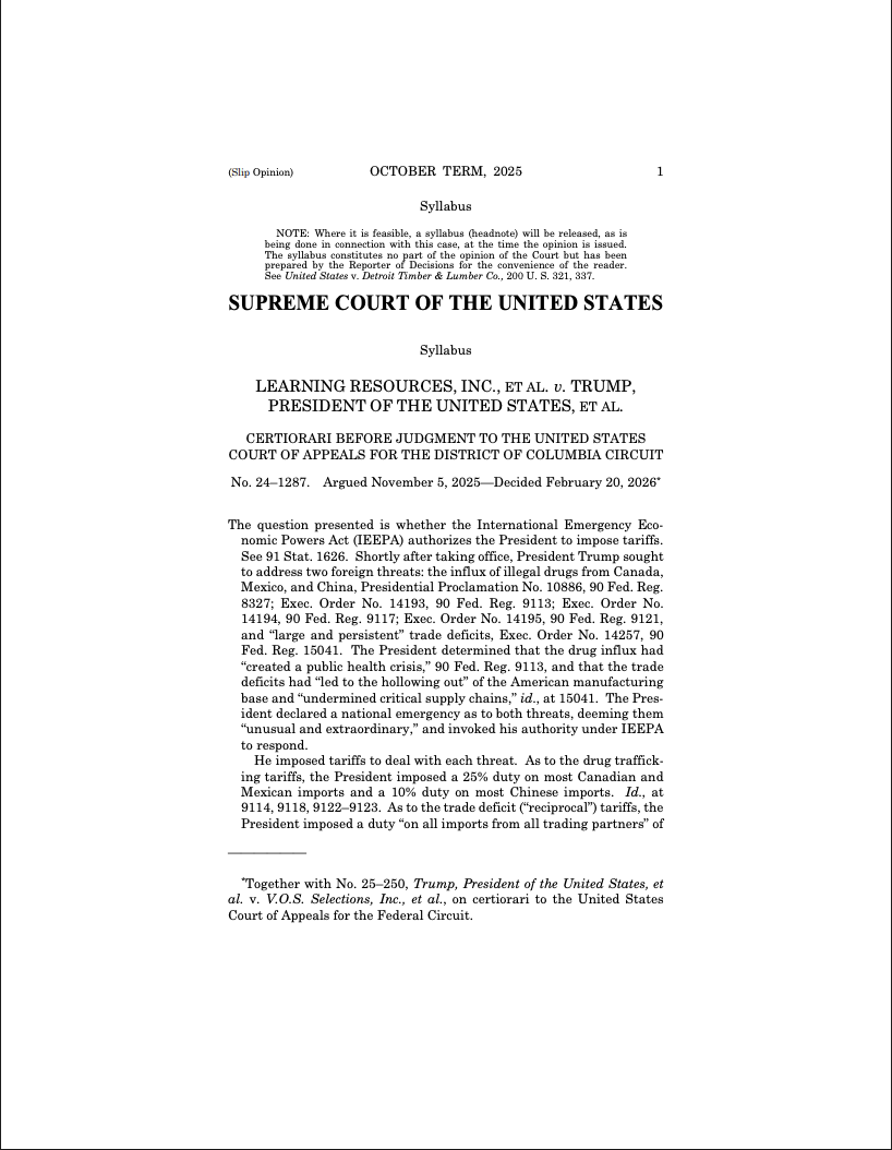 Trump anunció un arancel global del 10% tras el fallo de la Corte Suprema de EEUU Gobierno de EE. UU., Estados Unidos, Donald Trump