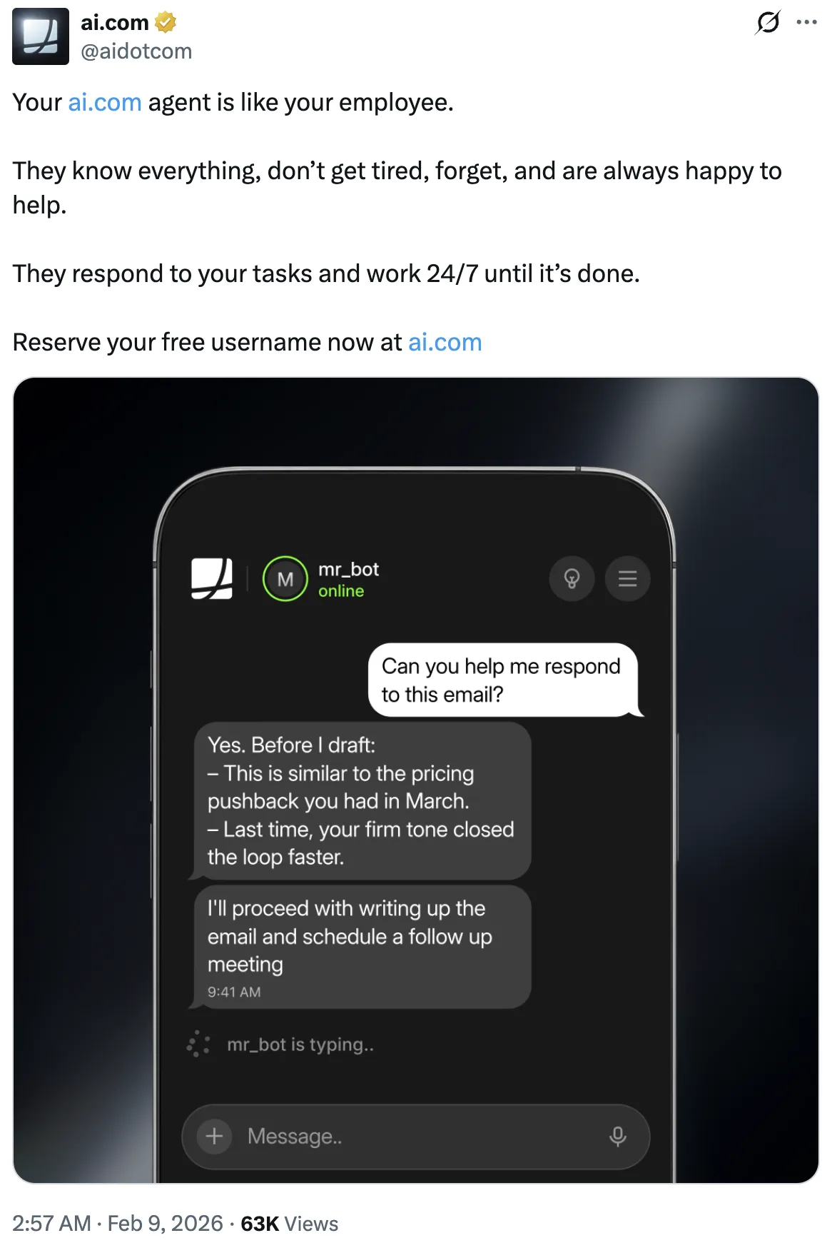 El CEO de Crypto .com presenta nuevos agentes de IA a millones de personas durante la Super Bowl Football, Sport, Advertisement, Crypto.com