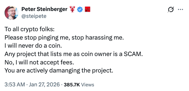 Desarrolladores de OpenClaw son el blanco de una estafa de phishing que promete tokens "CLAW" gratis Desarrolladores de OpenClaw son el blanco de una estafa de phishing que promete tokens "CLAW" gratis