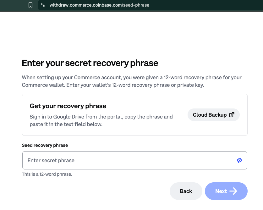 Página de Coinbase Commerce solicita frases semilla, generando preocupaciones de seguridad Página de Coinbase Commerce solicita frases semilla, generando preocupaciones de seguridad